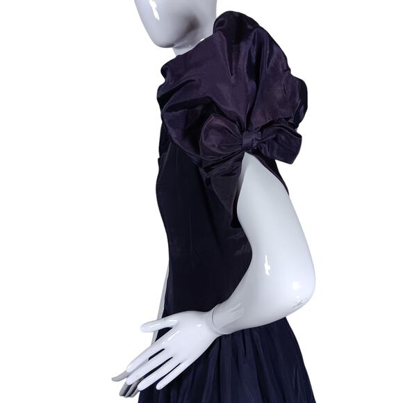 Vintage 90s Prom Dress Size Medium Purple Puffy Short Sleeves Fit and Flare Cut - Picture 7 of 12